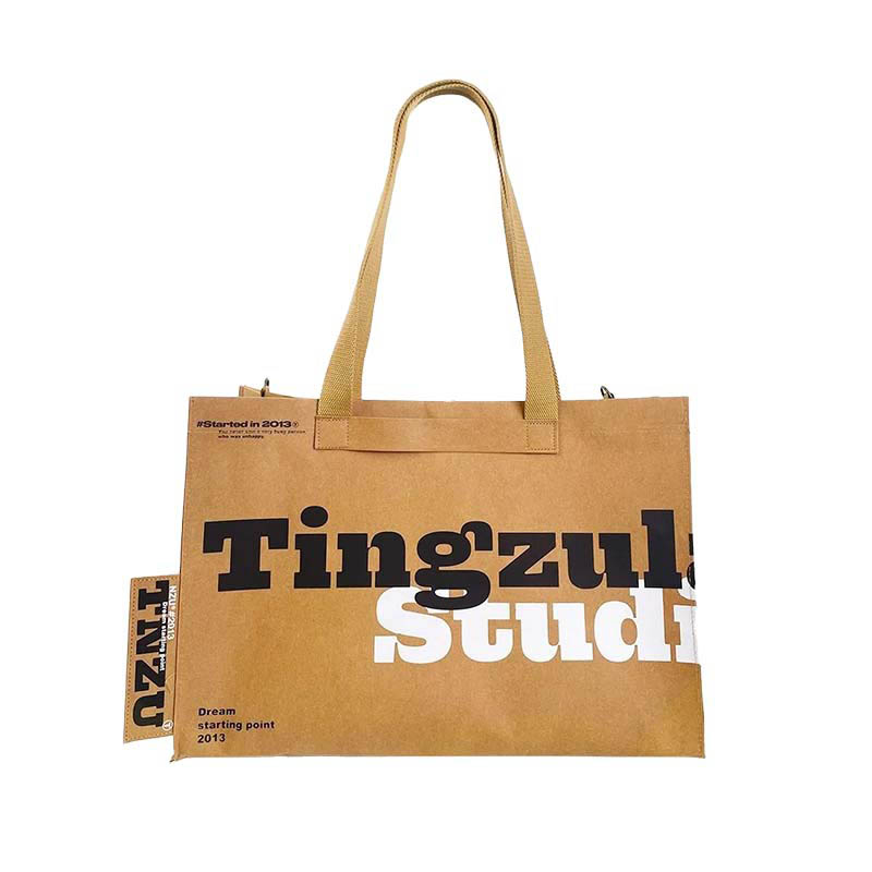 Saco de papel lavável Kraft com bolso